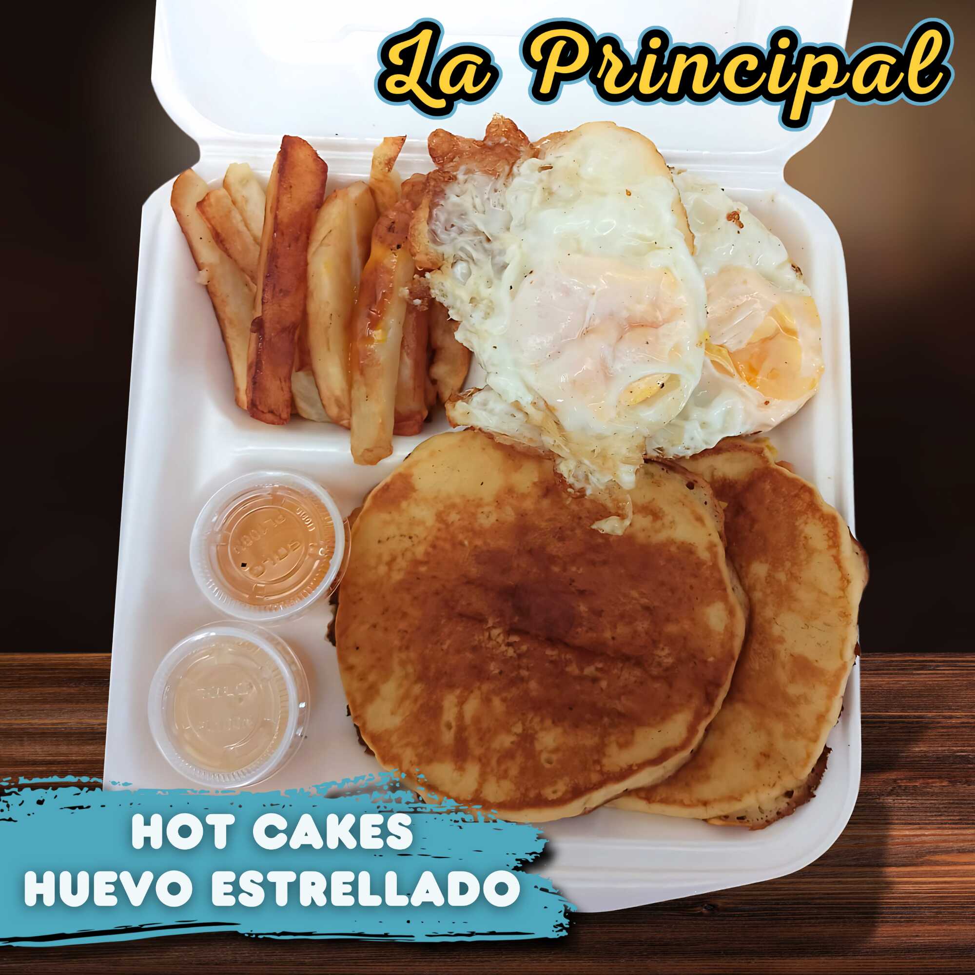 Hot Cakes 2 Pzas y Huevos Estrellados