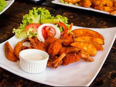 Promo Camaron Empanizado + Papas Gajo