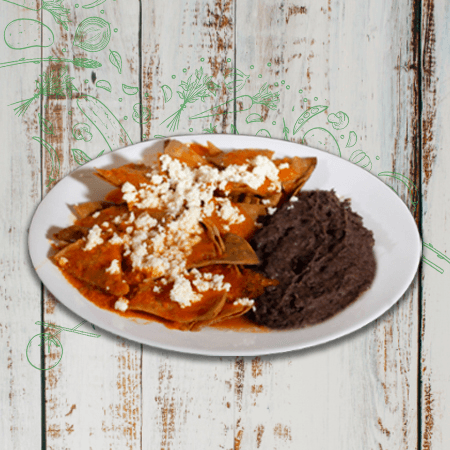 Chilaquiles Rojos + Agua de Jamaica
