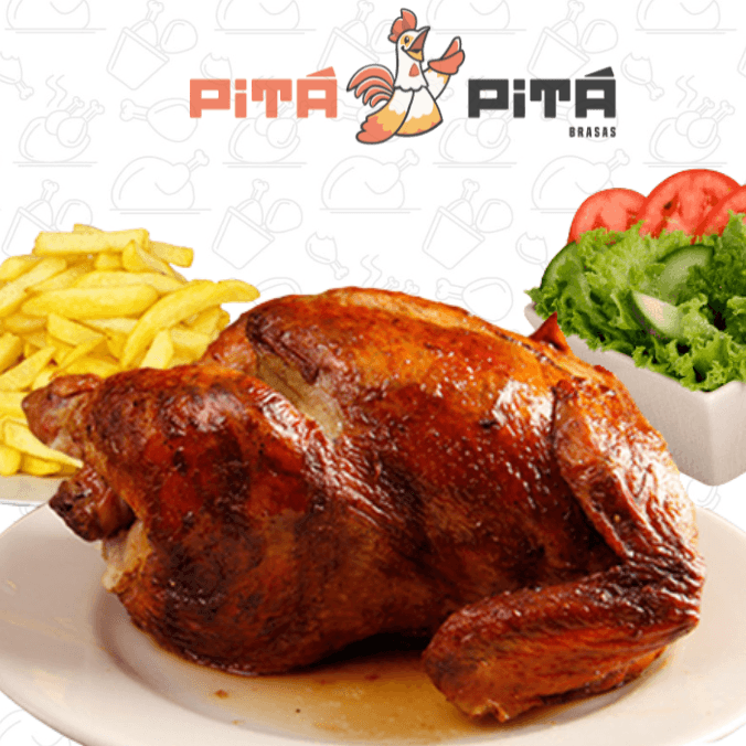 1 pollo a la brasa con papas y ensalada