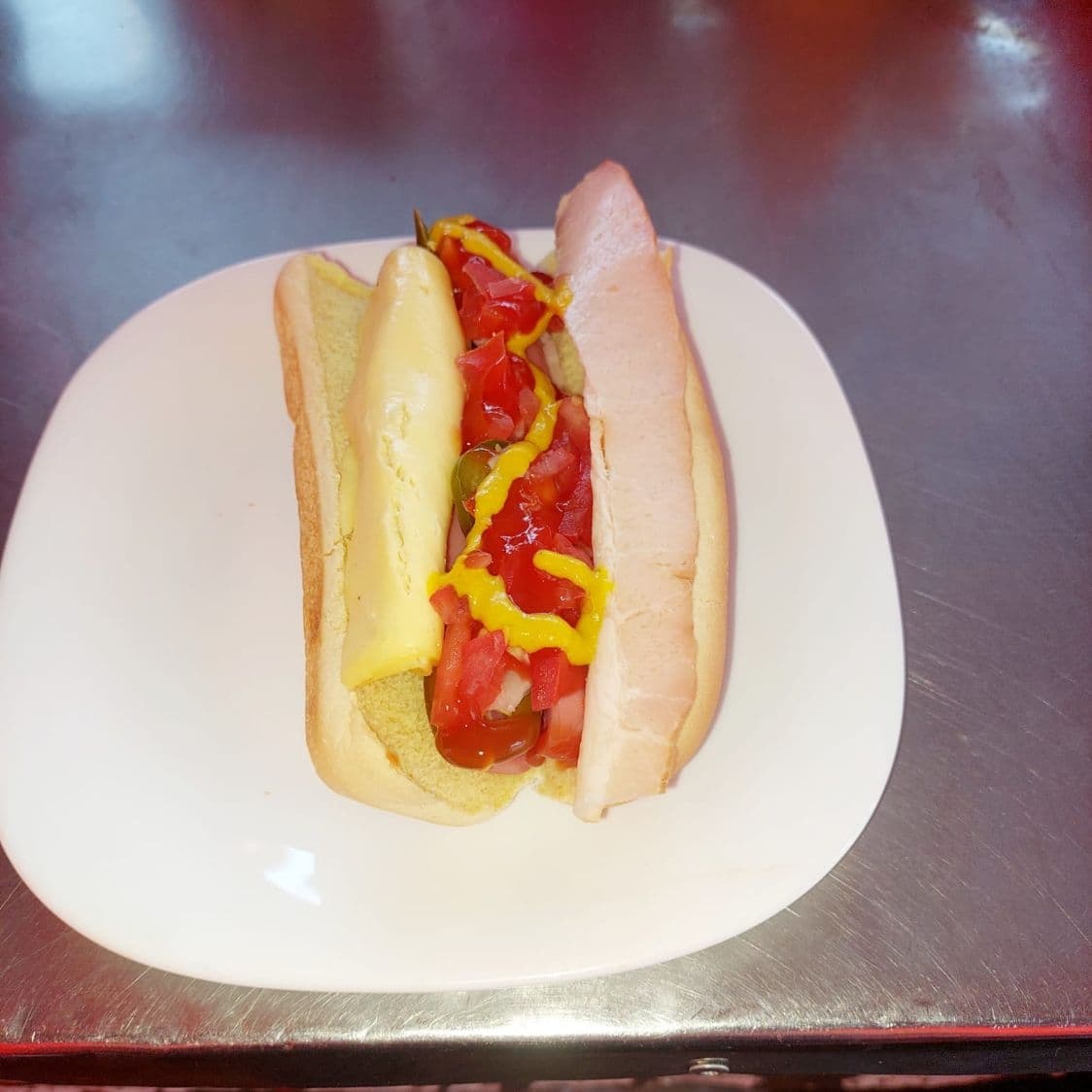 Hot Dog Con Queso y Tocino