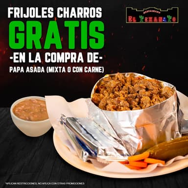 Promo-Papa Asada con Carne+Frijoles Charros Gratis