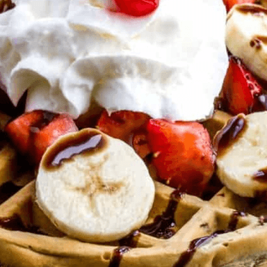 Waffle explosión frutal