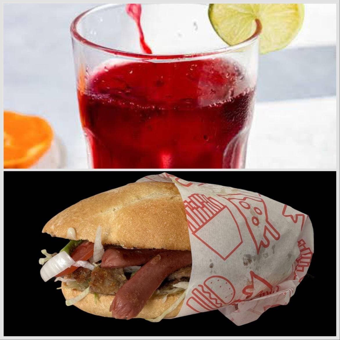 Torta Cubana mas Agua de Jamaica