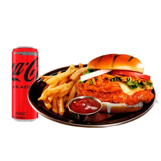 Buffalo Wing Sándwich + Refresco + Papas