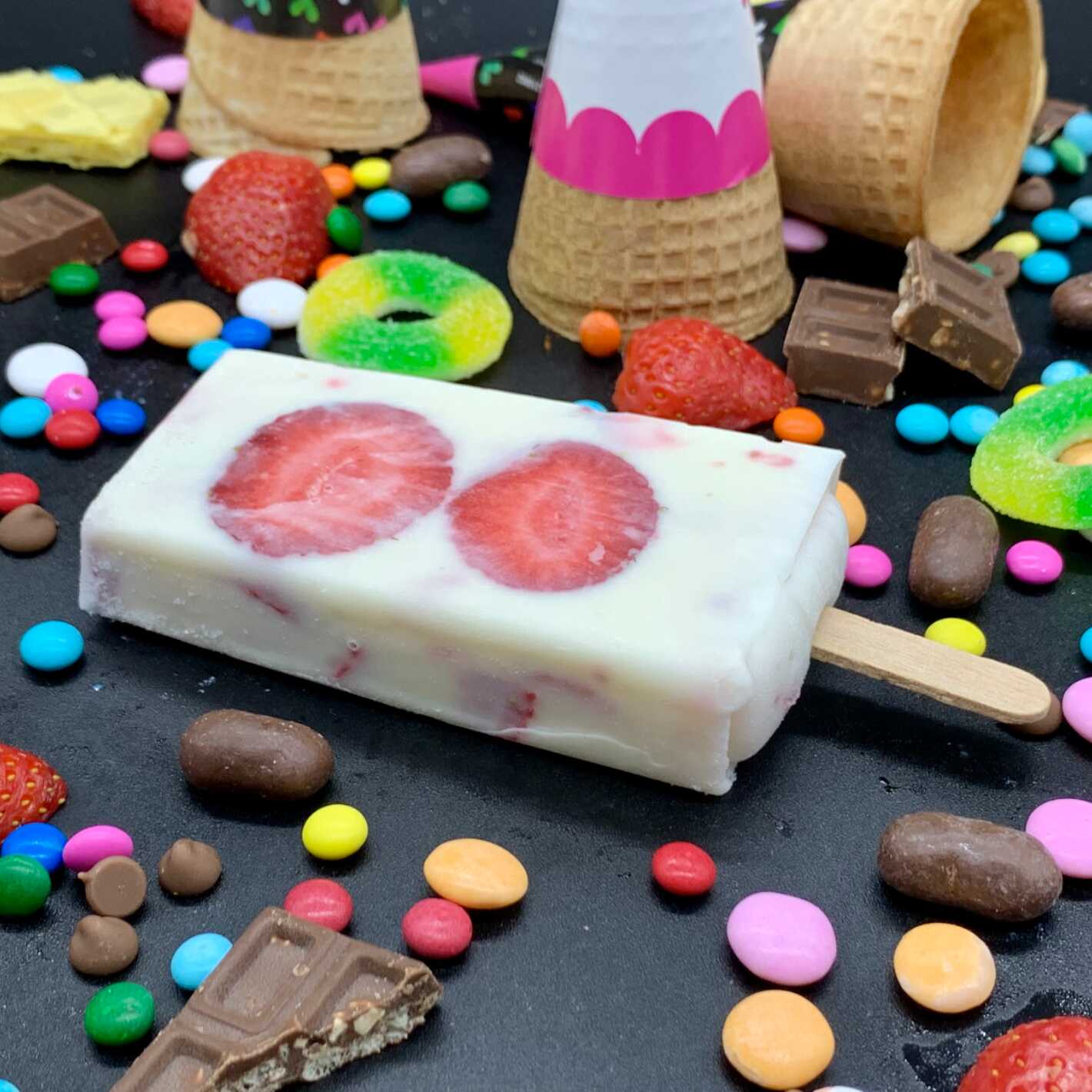 Paleta de Fresas con Crema
