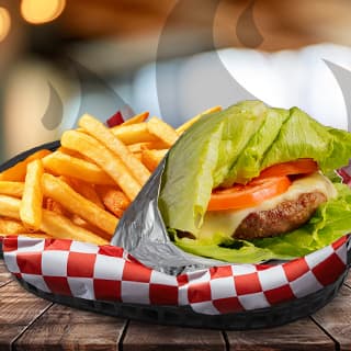 D'light Burger con Queso + Papas chicas gratis