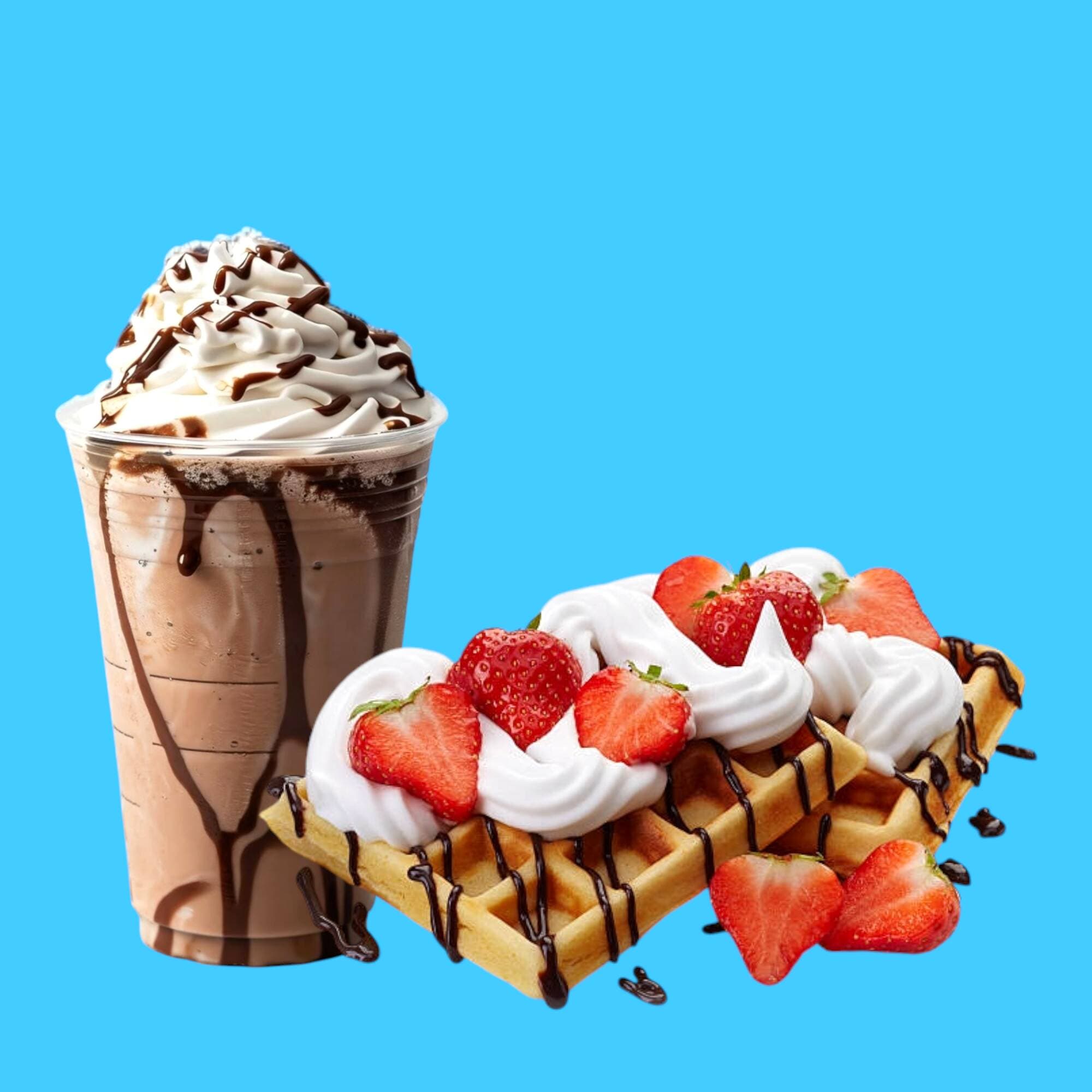 1 Frappé Capuchino + 1 Waffle Dulce Tradicional