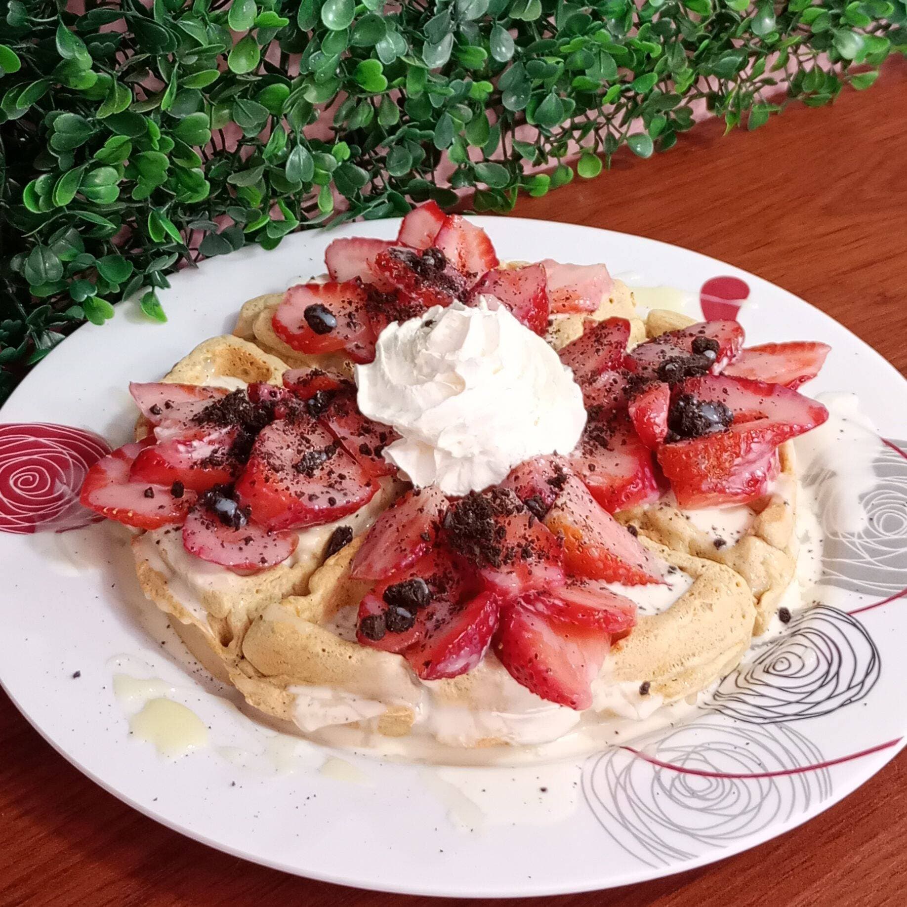 Waffle de Fresas con Crema