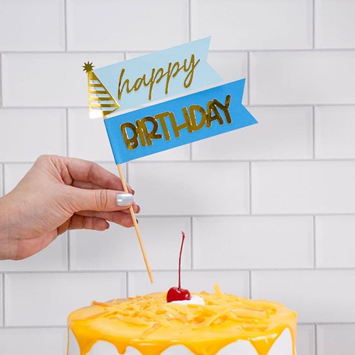 Cake Topper Bandera Azul