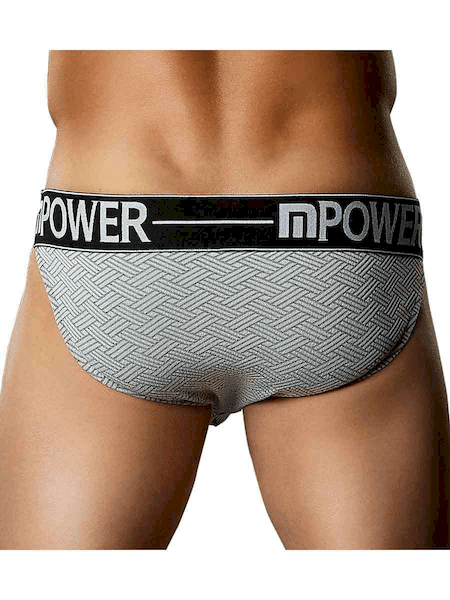 MALE POWER BASKET WEAVE BIKINI L GREY