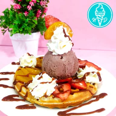 Waffle Fresa-Durazno