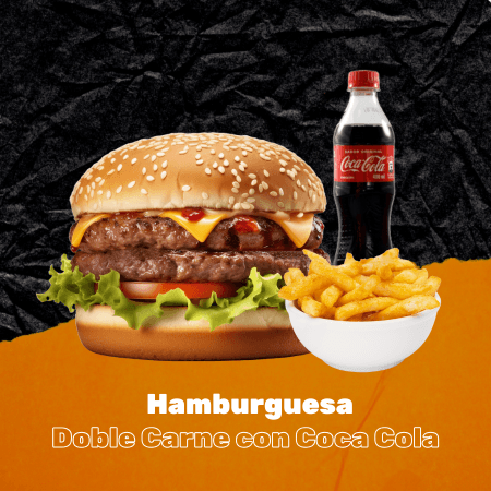 Hamburguesa Doble + Papas + Coca Cola