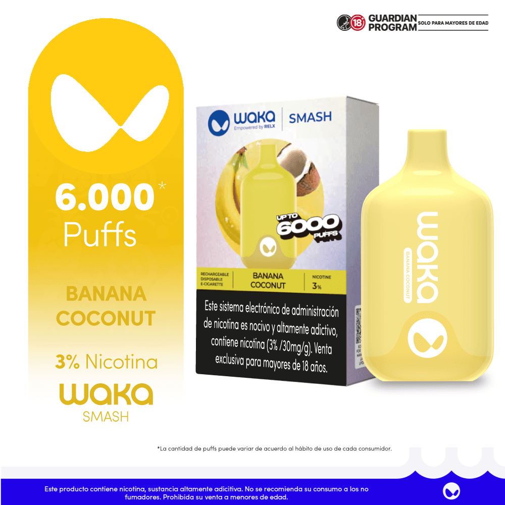 WAKA Smash Vape Banana Coconut 3% 6.000 puffs