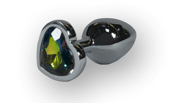 KINKY PLUG SILVER WITH MULTICOLOR HEART 2.7 INCH