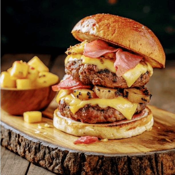 (Doble) Hamburguesa Aloha (Piña 🍍+ Jamón)