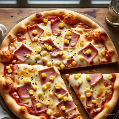 Maxi Pizza Grande Mitad Jamón y Maíz y Mitad Peper