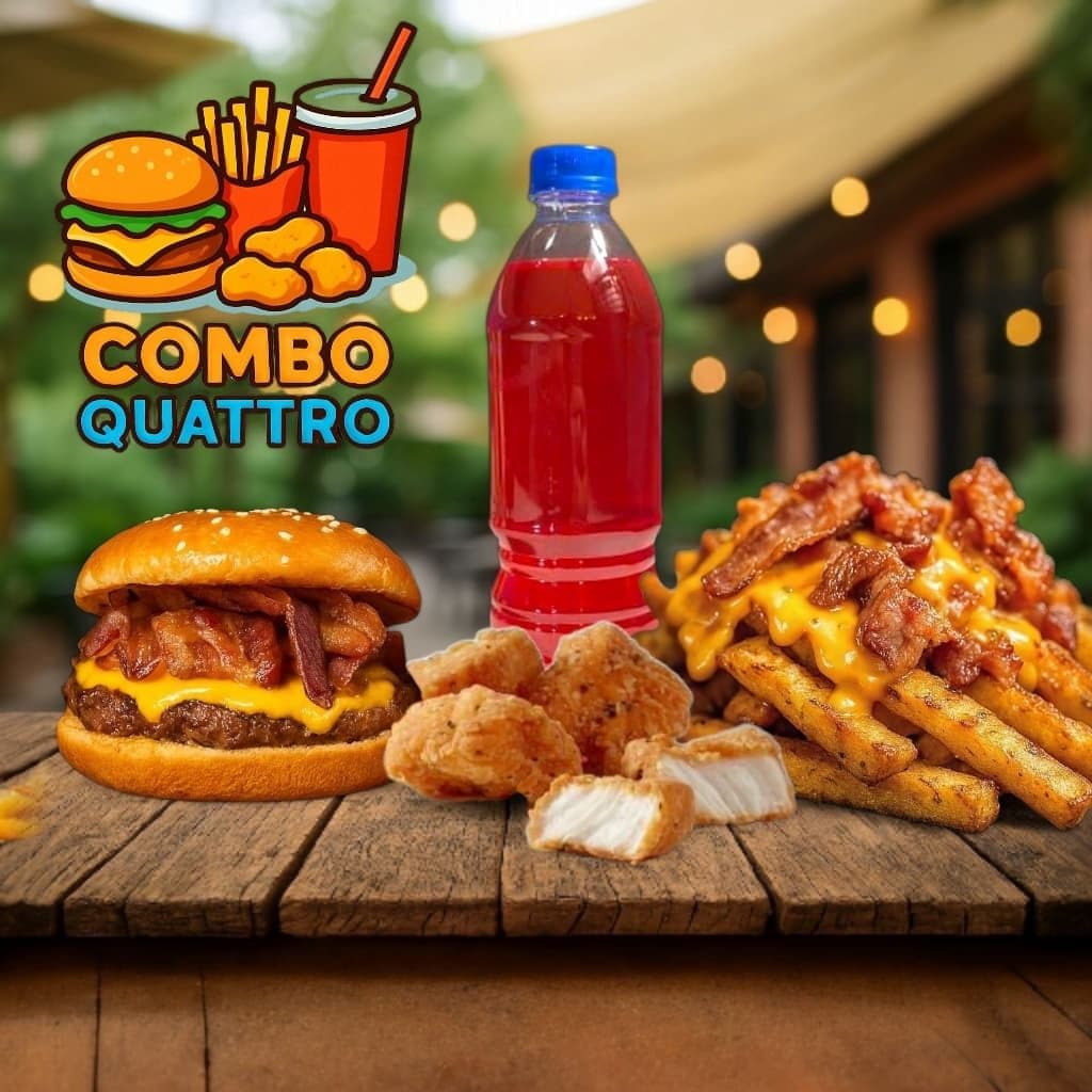 Cheeseburger Con Tocino + Nuggets + Papas + Bebida