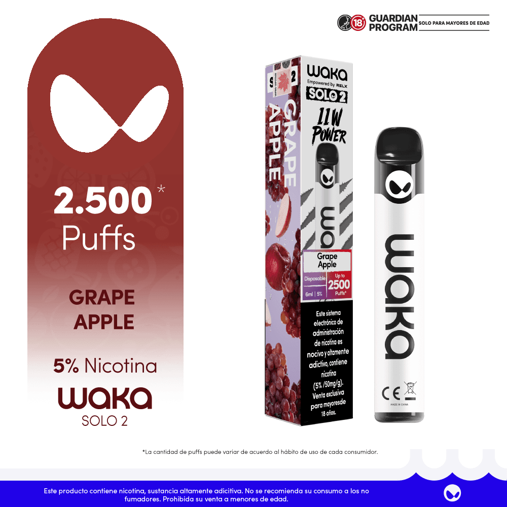 WAKA Vape Solo 2 Grape Apple-5% 2500 Puff