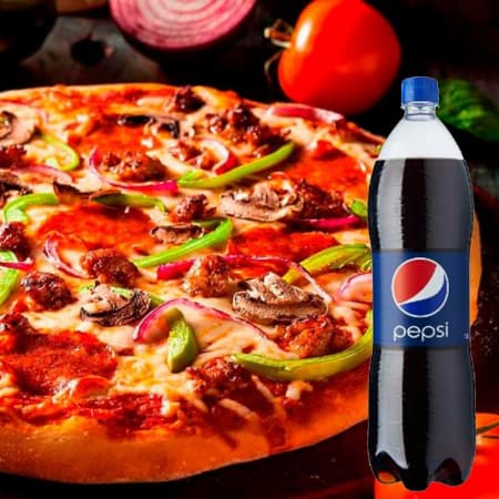 Pizza Familiar 10 Porciones+gaseosa Litro