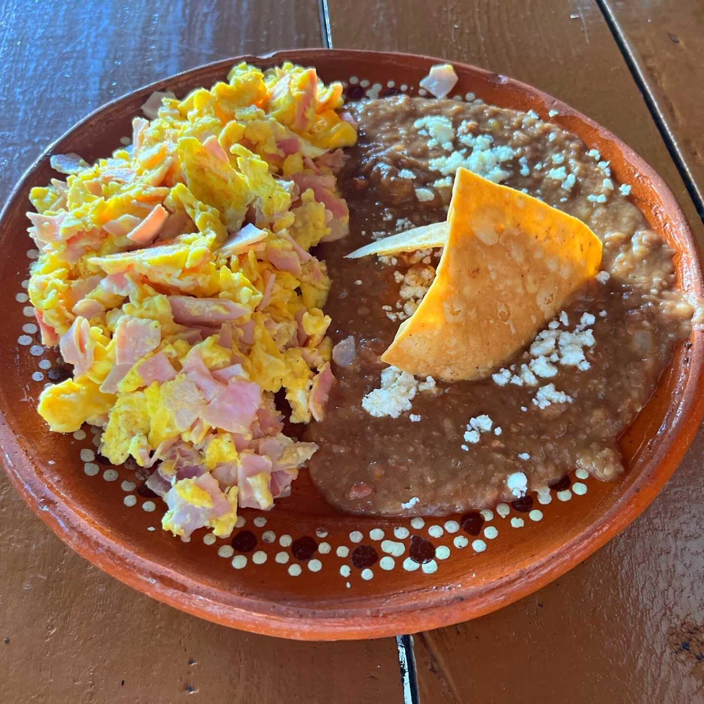 Huevos c Jamón/Jugo de Naranja o Café de Olla