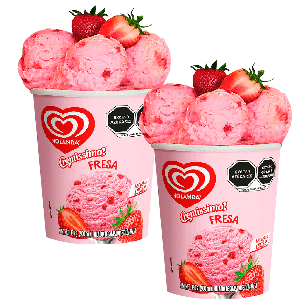 2 HOLANDA HEL FRESA 900ML