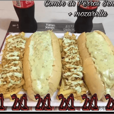 2 Super Perros Gratinados+2 Francesas+2 Gaseosas