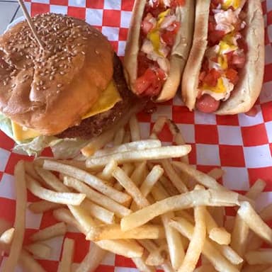 HAMBURGUESA Y 2 HOT DOGS