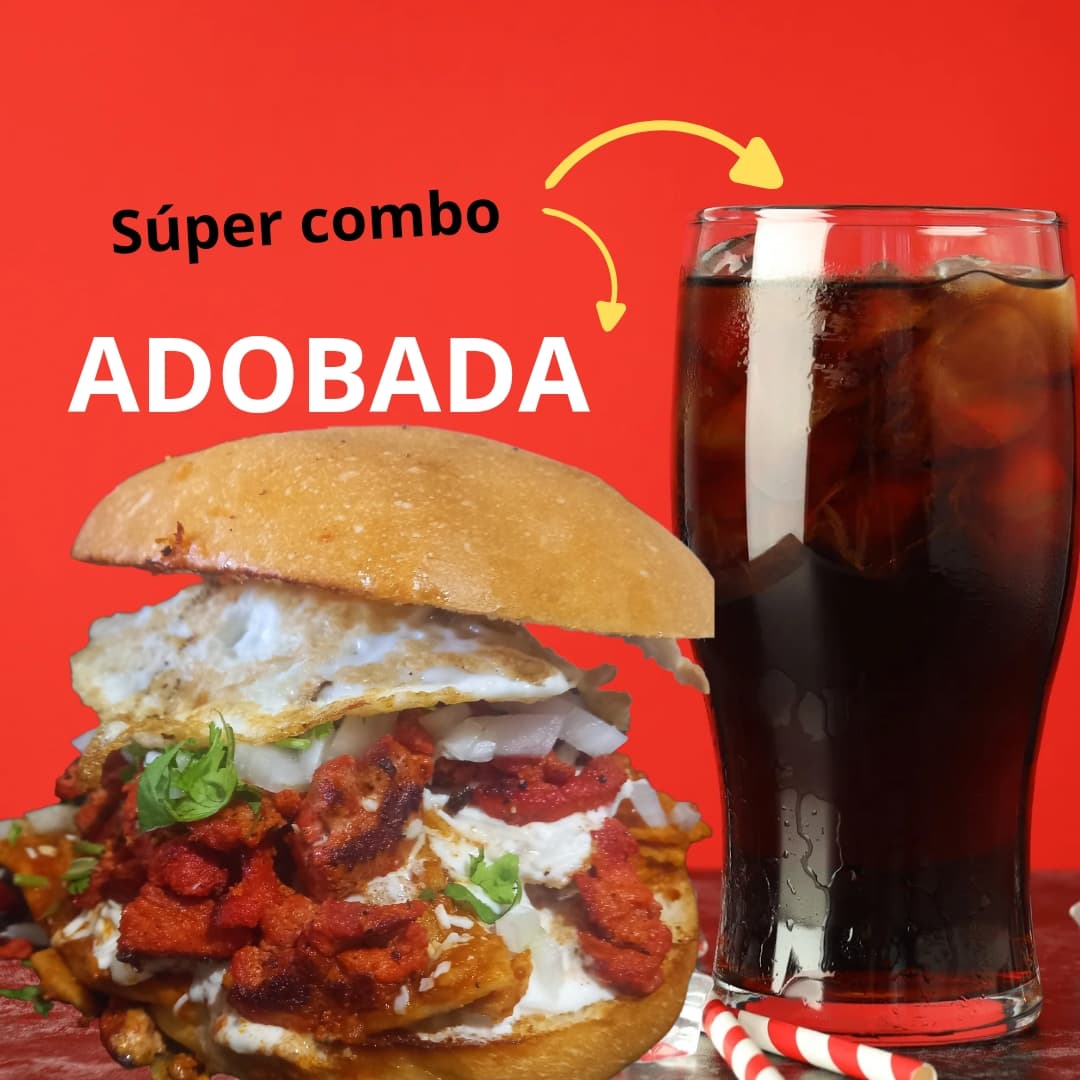 Torta de chilaquiles Adobada + Soda