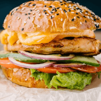 Hamburguesa de Pollo con Champiñones