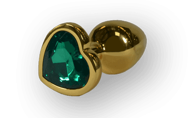 ODIBO KINKY PLUG GOLD WITH GREEN HEART 2.7 INCH