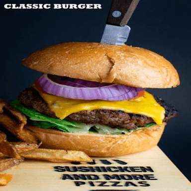 Hamburguesa Clásica + Papas Fritas + Té (casa)