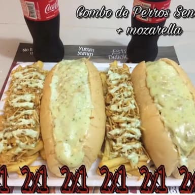 2 Perros Súper Gratinados + 2 Papas