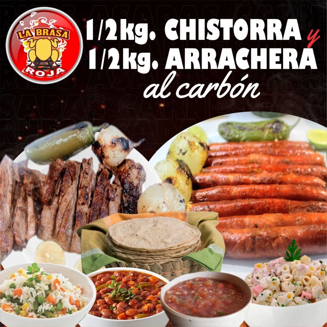 1/2 Kg Chistorra+1/2 Kg de Arrachera+COMPLEMENTOS