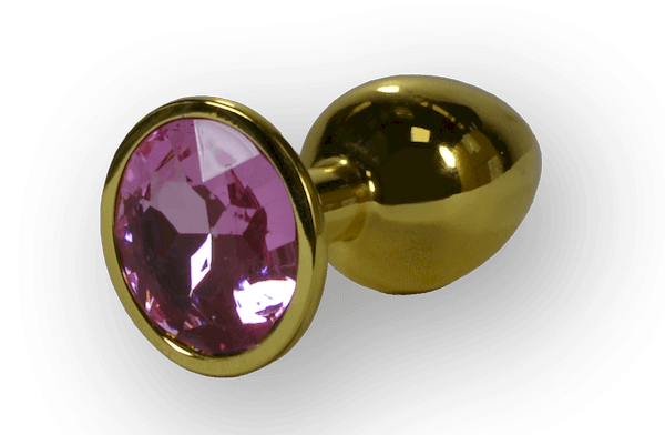 KINKY PLUG GOLD WITH PINK ROUNDED GEM 2.7 INCH