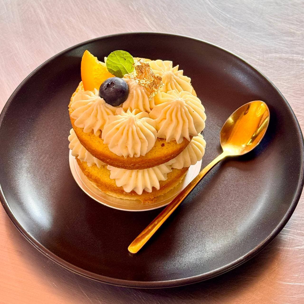 Pastel Gourmet Individual De Naranja Y Blueberries