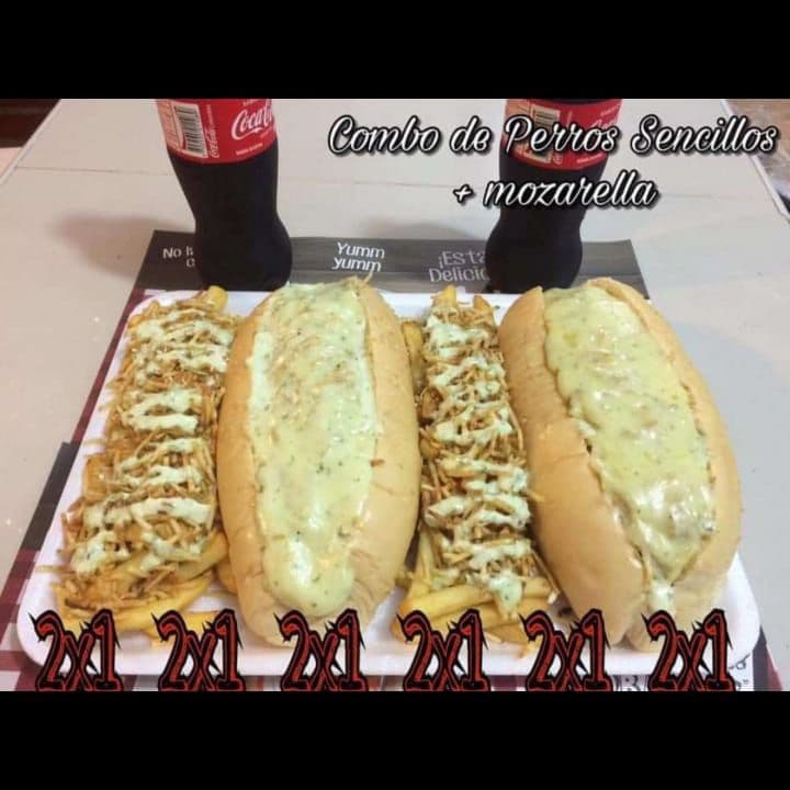 2 Super Perros Gratinados + 2 Papás Francesas