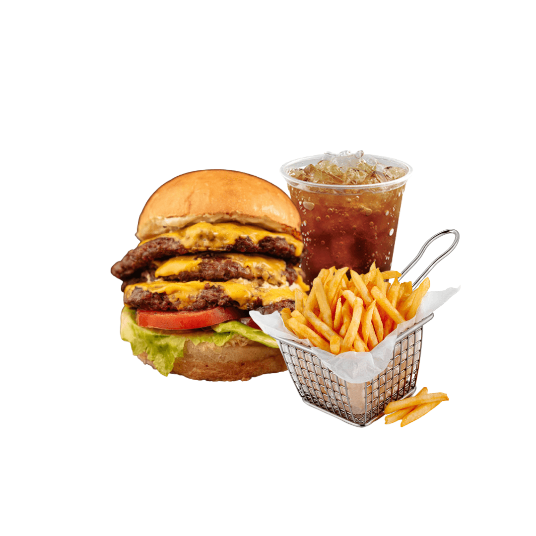 Hamburguesa triple + Papas + Mr Tea-