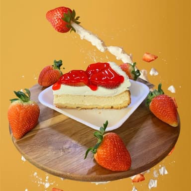 Rebanada de Pay de Queso con Fresa