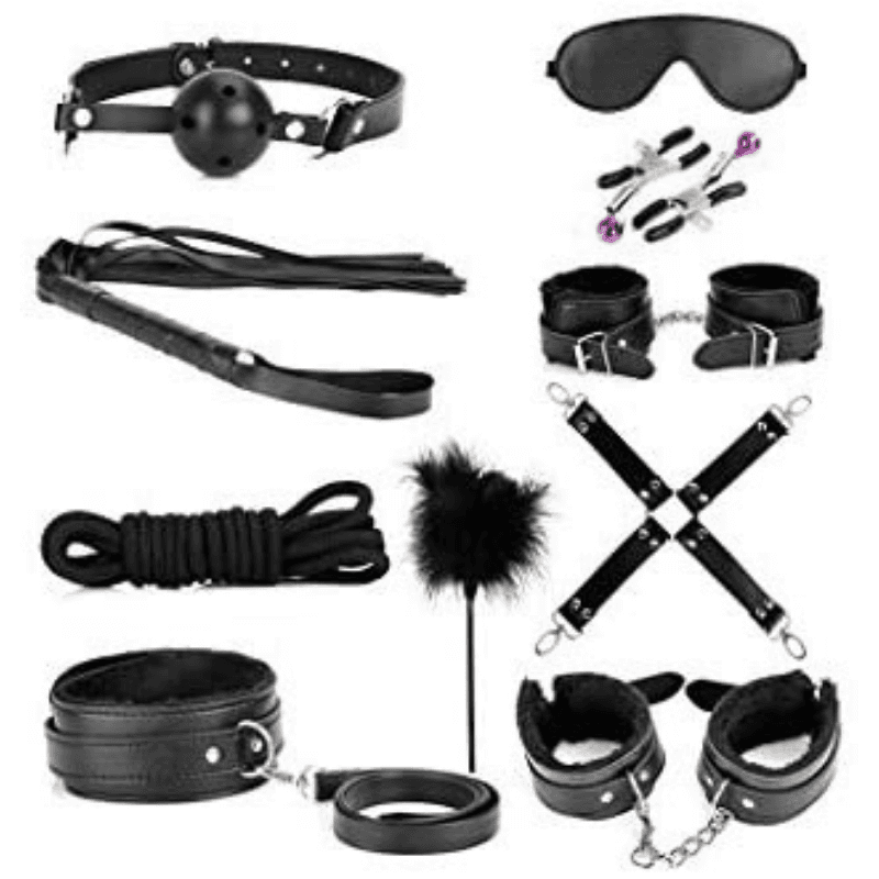 Kit sado sadomasoquismo bondage bdsm 10 piezas