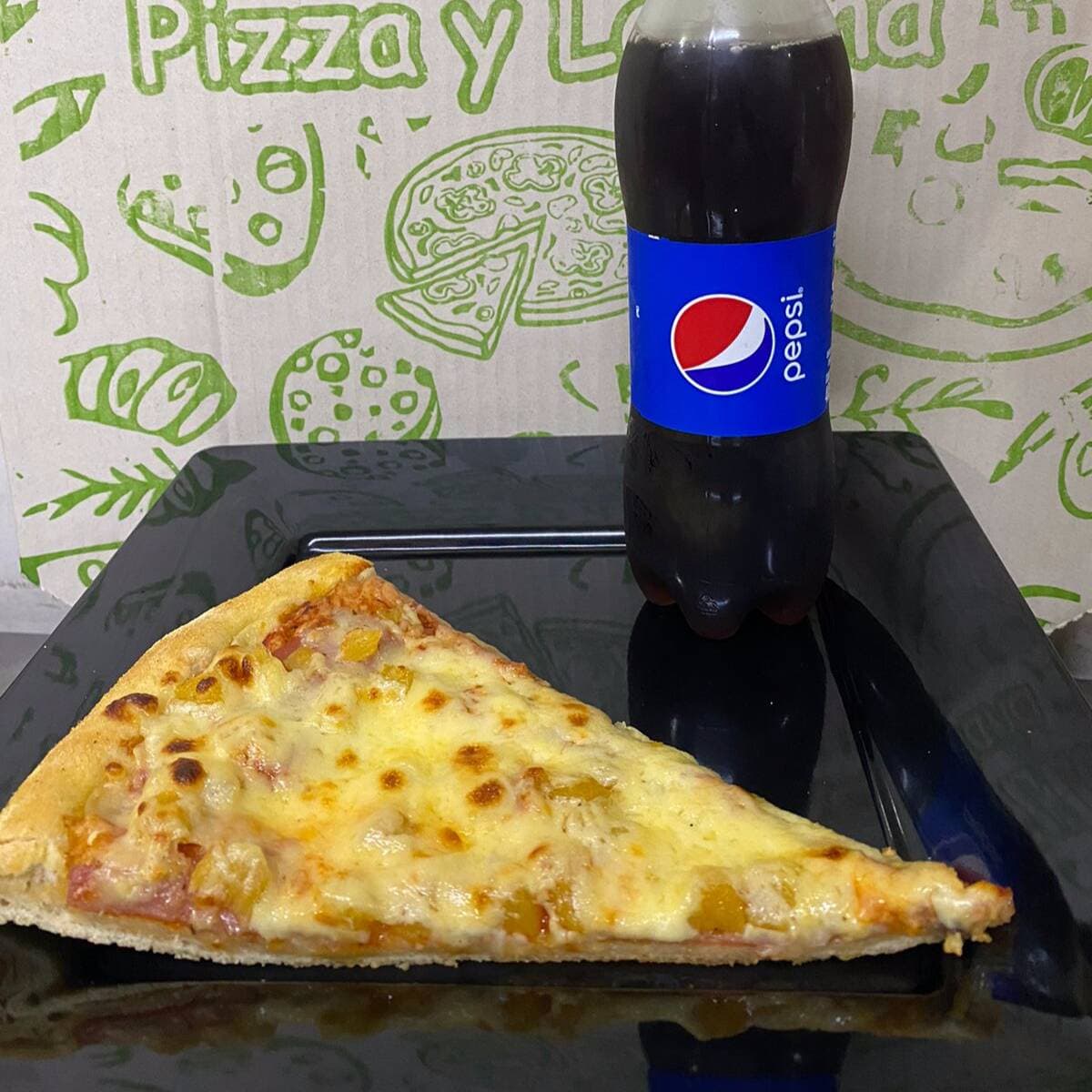 Porcion de Pizza Hawaiana mas COLOMBIANA 400ml