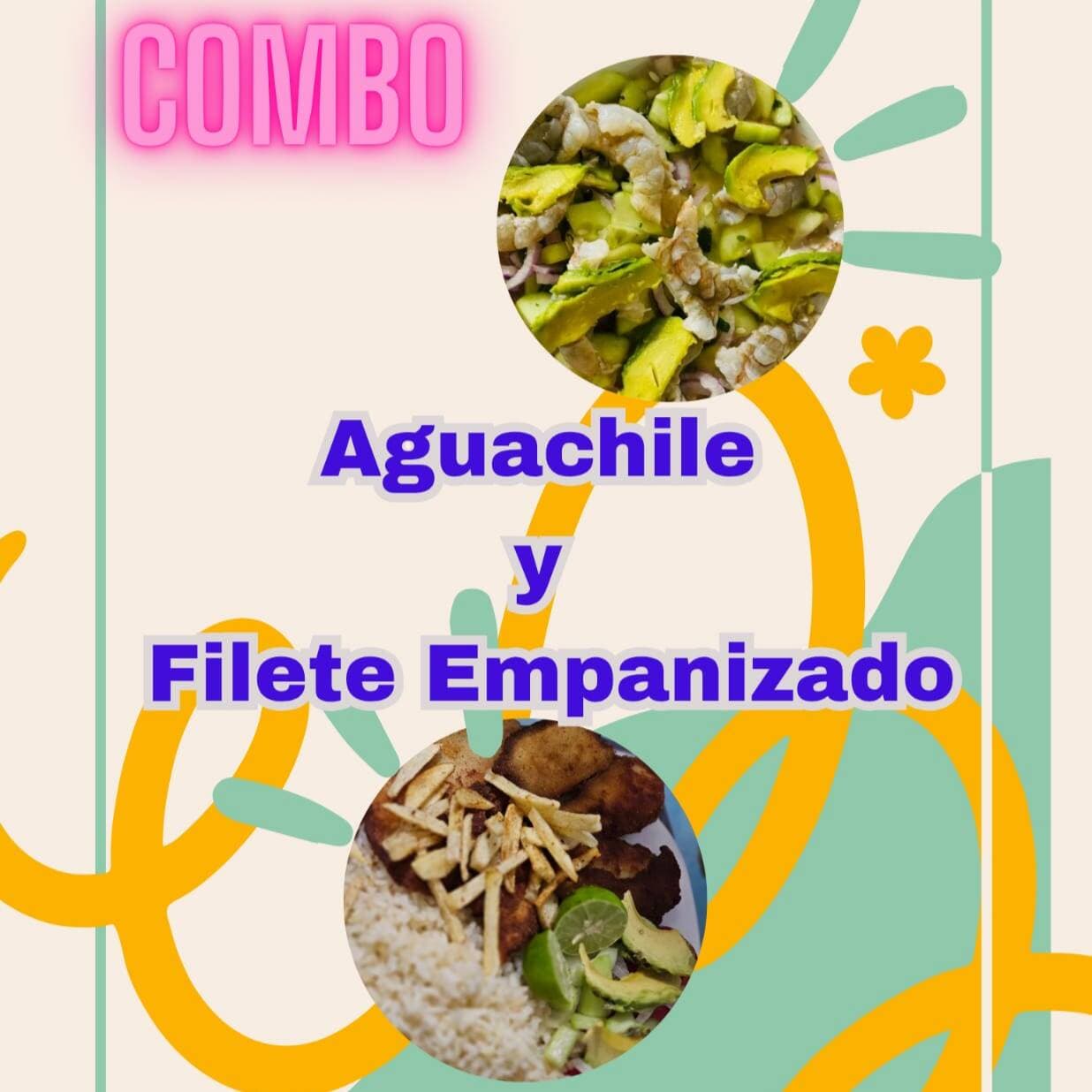 Aguachile de Camaron y Filete Empanizado