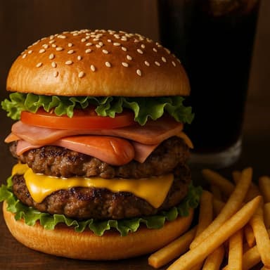 Hamburguesa Toska Doble Carne + Papas Fritas