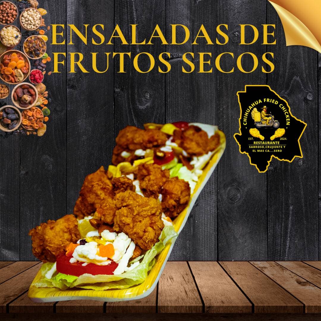 ENSALADA DE FRUTOS SECOS CON POLLO FRITO