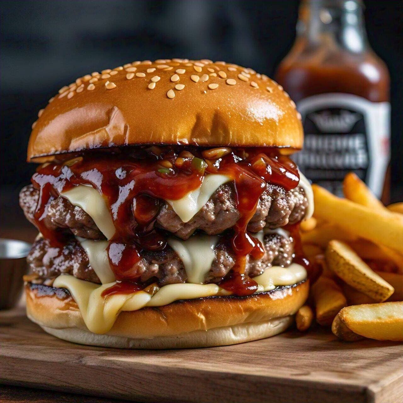 Hamb. Doble Arrachera (c/Papas)