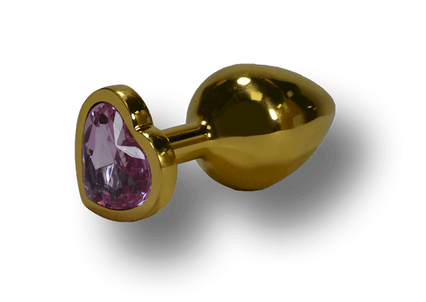 ODIBO KINKY PLUG GOLD WITH PINK HEART 3.3 INCH