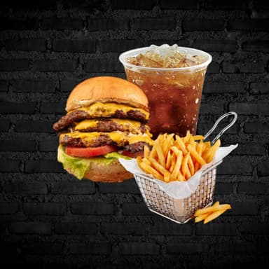 Hamburguesa Triple + Papas + Mr. Tea