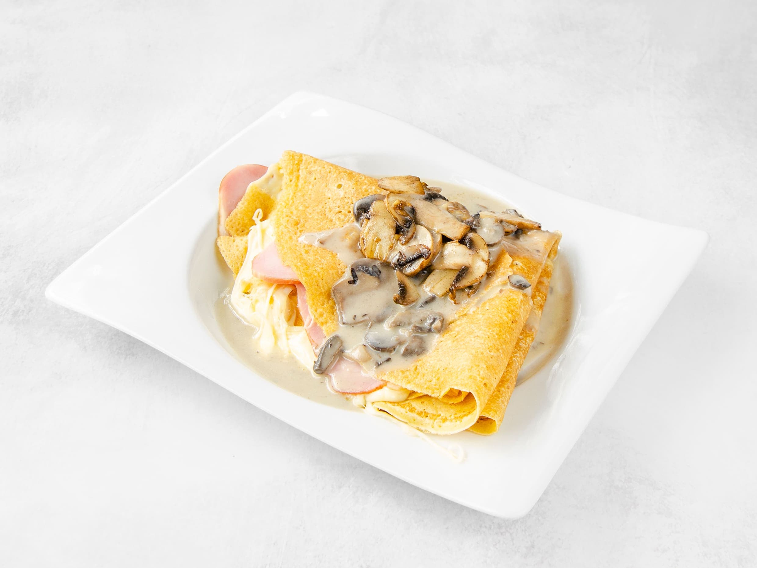 Crepe Jamón, Queso y Champiñones