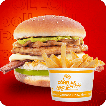 Combo Hamburguesa de Pollo 1/4 Lb + Papas