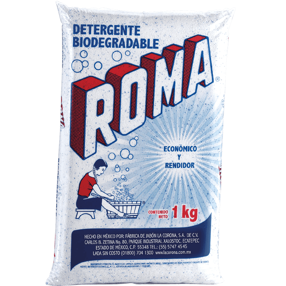DETERGENTE EN POLVO PARA ROPA ROMA 1 KG BOLSA